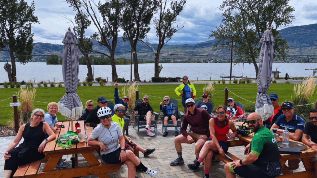 Group of cyclists stopping for a rest